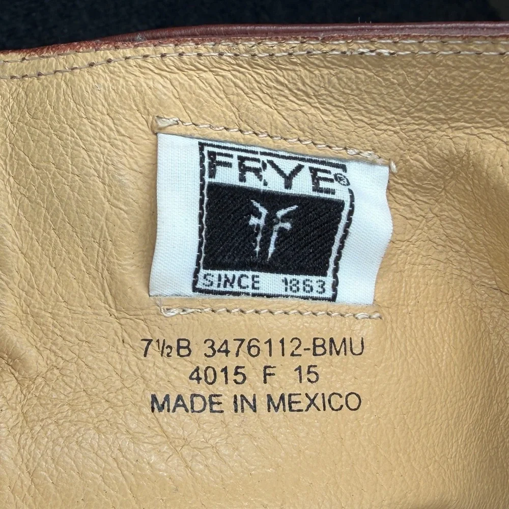 Frye Molly Two Tone Riding Boots Women's 7.5 Brown Black Tall Knee High Rustic